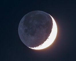 Earthshine "The new moon in the old moon's arms." This image of an overexposed waxing crescent Moon, revealing Earthshine, was acquired with "Nona," the Tele Vue NP101is...
