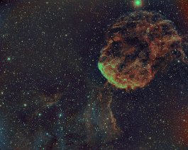 Jellyfish Nebula (IC 443) This is a supernova remnant 4,892 light-years away in the constellation Gemini. Taken from Dave's backyard observatory in Portage, Michigan. Equipment includes...