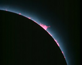Prominence at Totality Prominence: A 1/10 second eyepiece projection shot at a focal length of 4,032 mm.