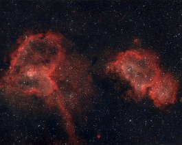 Heart & Soul Nebula IC 1805 (Heart) and Sh2-199 (Soul) are both emission nebulae located 7,500 light-years away in Cassiopeia. Dave took this image from the Lake Hudson Dark-Sky...